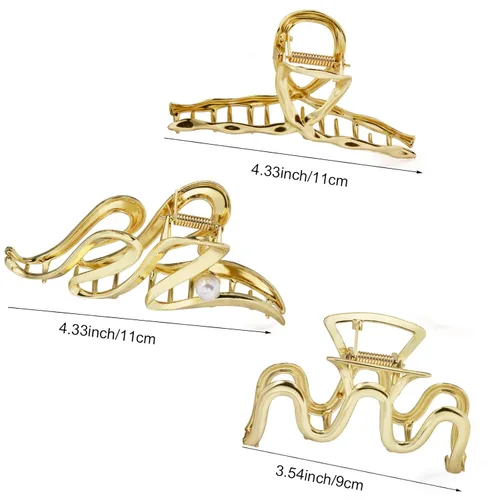 Miniatura 2 de Mehayi 3 PCS Pinzas de Garra de Metal Grandes para Cabello Grueso y Pesado, Pinzas de Sujeción Antideslizantes Grandes con Mordaza para Cabello