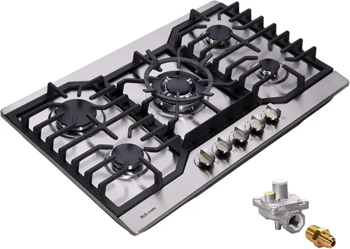Miniatura 10 de Placa de cocina de gas de 30 pulgadas, estufa de gas de acero inoxidable empotrada de 5 quemadores, encimera de gas convertible GLP/GN, placa de gas