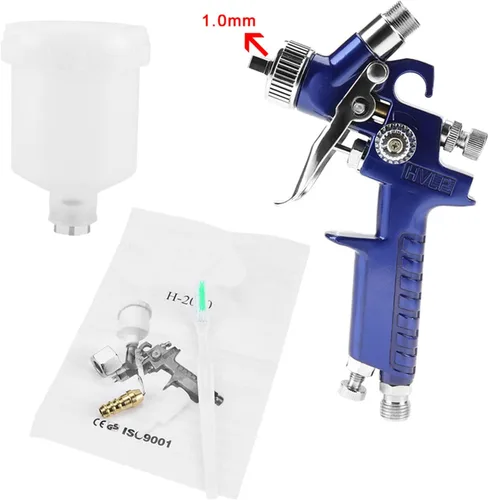 Miniatura 8 de pistola para pintar, Mini spray neumático profesional 0.8/0.039 in boquilla para reparación de pintura de automóviles (H-2000A 0.039 in)