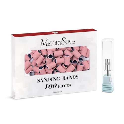 Miniatura 39 de MelodySusie - 100 bandas de lijado para brocas de uñas para lima eléctrica, de grano #80 grueso para limar uñas acrílicas, manicura y pedicura