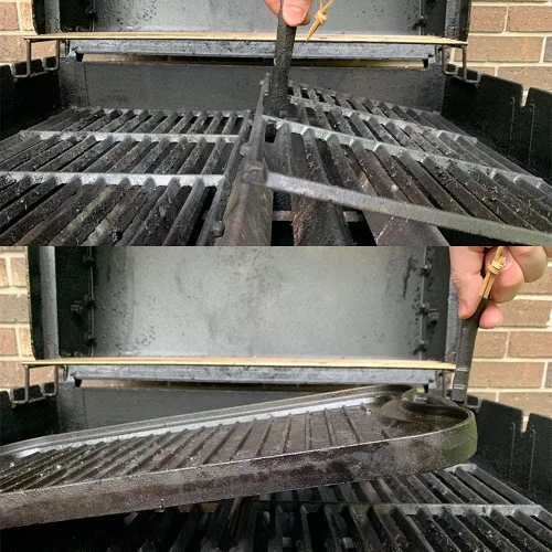 Miniatura 7 de AJinTeby Elevador de parrilla de hierro fundido universal para la mayoría de las parrillas de carbón, gas, compatible con parrillas BGE, se adapta a