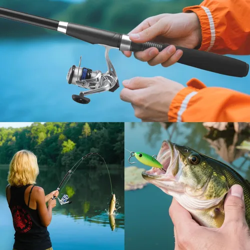 Miniatura 7 de Telescopic Fishing Rod and Reel Combo, 2PCS 5.9FT Collapsible Fishing Pole Set with Pre-Loaded Spinning Reel Lures and Carrier Bag, Saltwater 5.9