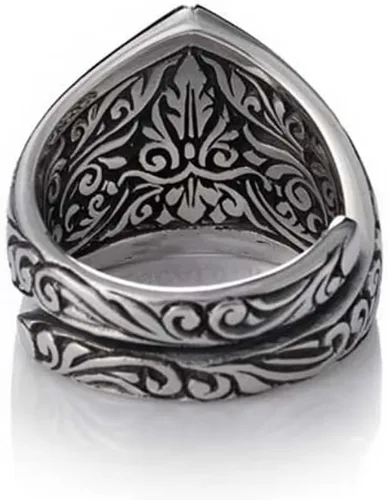 Miniatura 4 de Anillo de ojo de Dios abierto para hombres y mujeres, ajustable, vintage, ojo de Horus, triangular, negro, plata, grabado ojo de ver, anillo