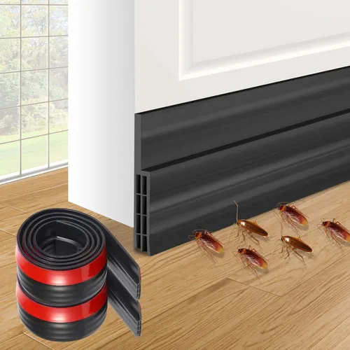 Miniatura 10 de Tapón autoadhesivo para barrido de puerta, color camello, para el hogar, burlete de goma debajo de la puerta para puertas interiores, aislamiento