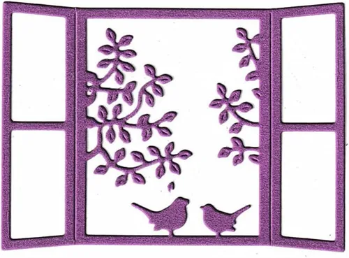 Miniatura 4 de 2 piezas de metal para ventanas de pájaros, troqueladas, hojas de flores, puertas, troqueles de corte, plantillas para manualidades, plantillas