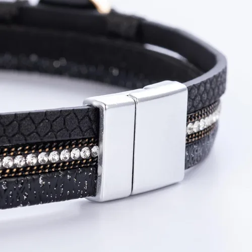 Miniatura 84 de FANCY SHINY - Pulsera de cuero estilo bohemio, pulsera de cuentas de cristal con cierre magnético, regalos de joyería para mujer