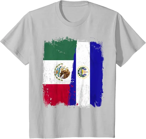 Miniatura 29 de Camiseta con la bandera mexicana de El Salvador con la mitad de la bandera mexicana de El Salvador