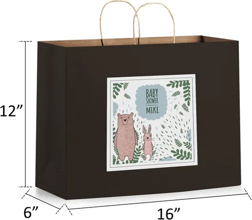 Miniatura 2 de Eupako Bolsas de papel negras de 16 x 6 x 12 pulgadas, juego de 50, bolsas de regalo, bodas, cumpleaños, vacaciones, fiestas, baby showers, Navidad