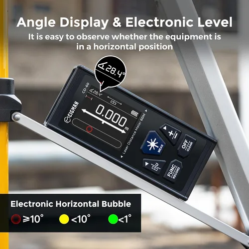 Miniatura 4 de CIGMAN Medidor de Distancia Láser Dual 393ft/120M Herramienta de Medición Láser Bilateral Medidor Láser Recargable con Múltiples Unidades M/in/Ft