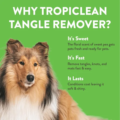 Miniatura 3 de TropiClean Sweet Pea Spray desenredante y desengrasante para gatos y perros Acondicionador para perros en aerosol derivado de ingredientes