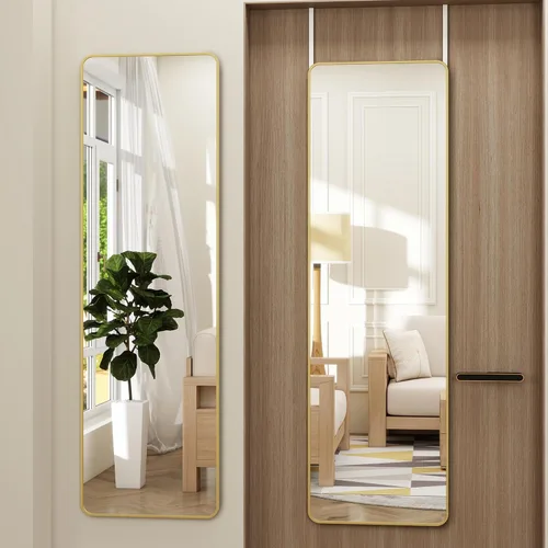 Miniatura 10 de Espejo de puerta, espejo arqueado de cuerpo completo sobre la puerta, 14 x 48 pulgadas, espejos colgantes o de pared, espejos de cuerpo completo