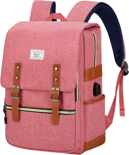 Miniatura 10 de Ronyes - Mochila vintage para laptop para mujeres y hombres, de 15.6 pulgadas, mochila casual de día con puerto de carga USB para trabajo
