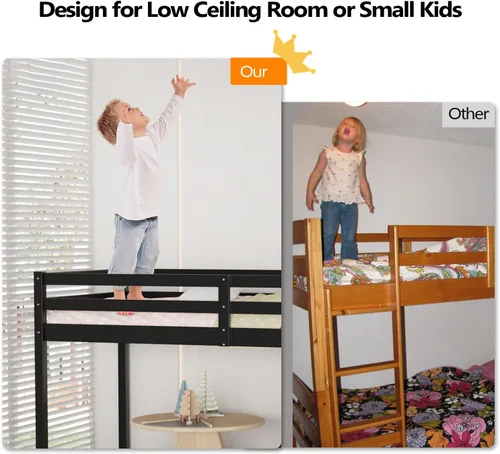 Miniatura 8 de VINGLI - Cama tipo loft baja de 47'' para junior con escaleras, cama de madera tamaño individual para adultos, niños y adolescentes jóvenes, sin