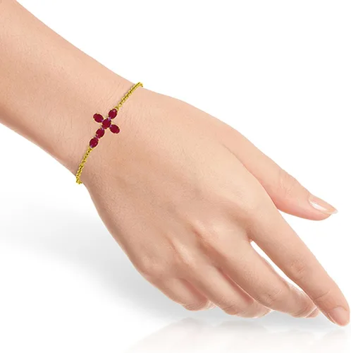 Miniatura 2 de Galaxy Gold 1.7 CTW 14K oro sólido horizontal cruz pulsera rubí