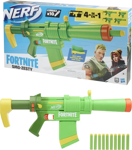 Miniatura 2 de Nerf Fortnite SMG-Zesty Elite - Pistola de dardos extraíble y barril, clip extraíble de 10 dardos, 10 dardos oficiales Nerf Elite