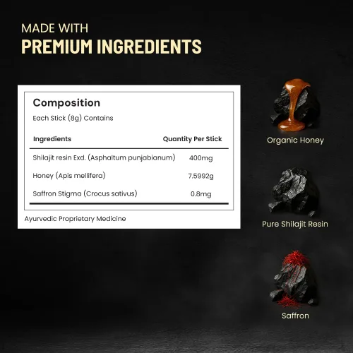 Miniatura 8 de ANECDOTE Palillos de Miel de Shilajit del Himalaya con Miel Orgánica y Azafrán Aumenta la Estamina Apoya la Inmunidad 75% Ácido Fúlvico, 85+