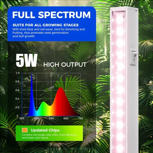 Miniatura 3 de Barrina Luz de cultivo para plantas de interior, luz solar de espectro completo, lámpara de crecimiento de 1 pie, bombillas LED de crecimiento, tira
