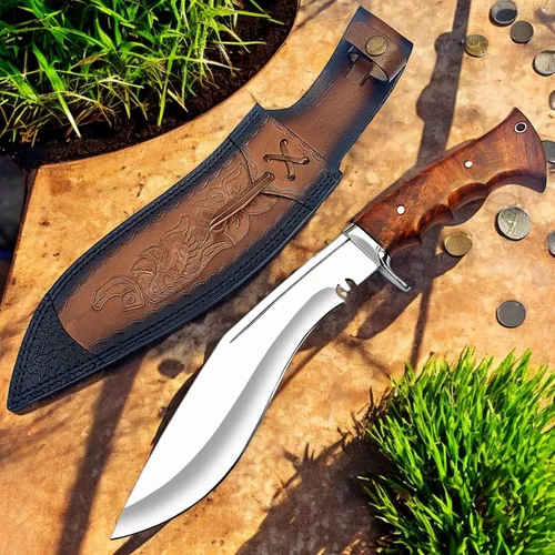 Miniatura 5 de Poshland Cuchillo de caza de hoja fija. Cuchillo resistente para durar mucho tiempo completamente hecho a mano con funda incluida, ha sido diseñado