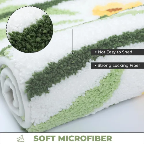 Miniatura 4 de Tapete de baño floral súper absorbente, antideslizante, lavable a máquina, bonito tapete de baño esponjoso para fregadero, dormitorio y sala