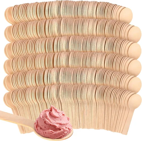 Miniatura 9 de Cucharas desechables mini de madera saboreadoras Cucharas de helado Cucharas de muestreo (150, 3.75 pulgadas)