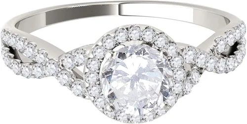 Miniatura 2 de MauliJewels Engagement Rings Women 0.50 Carat Halo Diamond Engagement Ring 4-prong14K Solid Gold