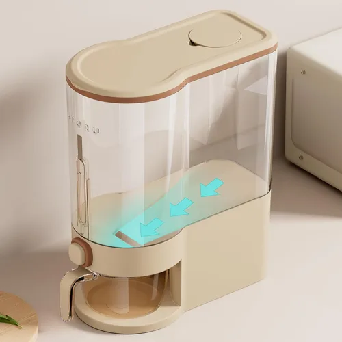 Miniatura 7 de UFORU Dispensador de arroz, recipiente de almacenamiento de arroz con taza medidora para cocina, despensa, hogar, recipientes de almacenamiento