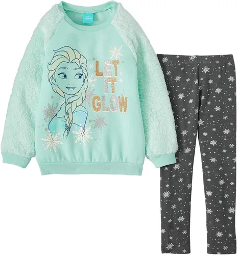 Disney Frozen Elsa - Conjunto de camiseta y leggings de forro polar de piel para niñas y niños grandes