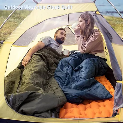 Miniatura 5 de Abrigo tipo poncho con capucha para invierno, abrigo para acampar al aire libre, manta de edredón pequeña, resistente al agua, saco de dormir, capa