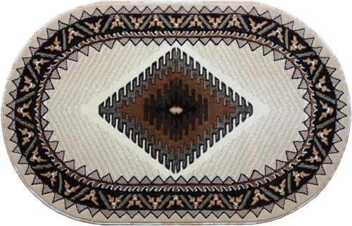 Miniatura 12 de Kingdom South West - Alfombra ovalada de nativos americanos, diseño bereber beige, D143 (3 pies x 4 pies 7 pulgadas, ovalada)