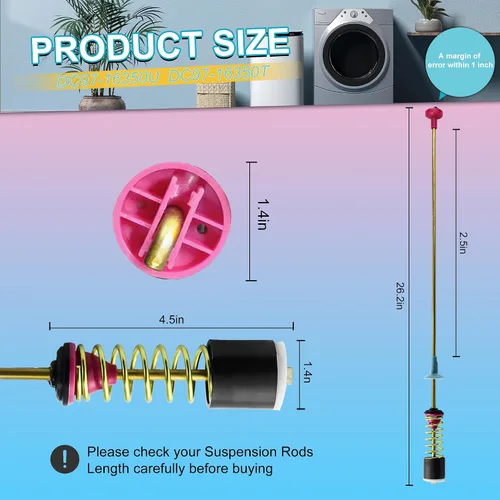 Miniatura 3 de Varillas de suspensión de arandela DC97-16350U DC97-16350T mejoradas para SAMSUNG WA50R5200AW/US, WA50R5400AV/US WA50R5400AW/US WA45T3200AW/A4