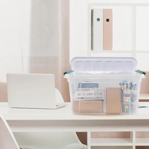Miniatura 6 de Paquete de 6 cajas de almacenamiento de plástico de 20 L, caja de almacenamiento transparente con tapas
