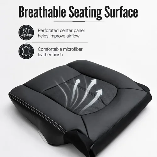 Miniatura 3 de FZJDSD Funda de asiento de repuesto de piel de microfibra perforada para el lado del conductor, color negro, compatible con Ford F250 F350 F450 F550