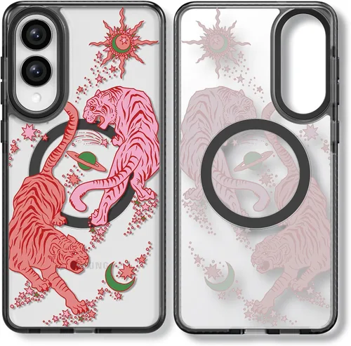 Miniatura 162 de Rosarnnah Funda compatible con Samsung Galaxy S24 Ultra, bonita estética, a la moda, divertida funda con estampado de gatito y gato, duradera a