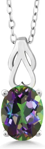 Miniatura 13 de Gem Stone King Collar de plata de ley 925 con piedra natal ovalada de 0.354 x 0.276 in Collar con colgante solitario para mujer Con cadena