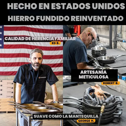 Miniatura 2 de Stargazer - Sartén de hierro fundido de 12 pulgadas Fabricada en EE. UU., sazonada, sartén de primera calidad para asar, sellar, hornear y más