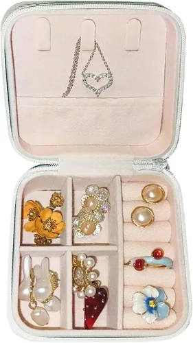 Miniatura 5 de Joyero pequeño de viaje, mini joyero portátil de cuero, organizador de anillos, estuche organizador de anillos, cajas de regalo para niñas