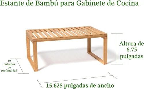 Miniatura 2 de Lipper International Estante de bambú para armario de cocina para organizar una despensa, encimera o baño, 15 5/8 x 10 x 6 1/4 pulgadas