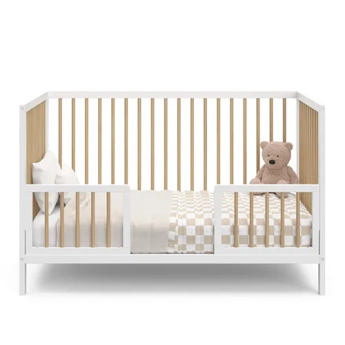 Miniatura 12 de Graco Teddi cuna convertible 5 en 1 (blanco con madera flotante) – Certificado GREENGUARD Gold, se convierte en cama de día, cama infantil y cama