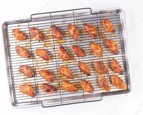 Miniatura 5 de Baker's Secret Bandeja grande para asar no tóxica de 18" con estante, asador 100% de aluminio reciclado, sartén para asar pavo, verduras, aves - La