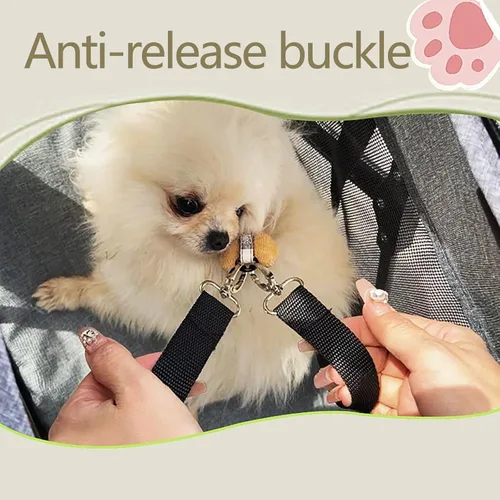 Miniatura 4 de Cochecito de lujo para mascotas, gris, diseño plegable con toldo ajustable, vagón para perros pequeños y gatos, con mango extendido