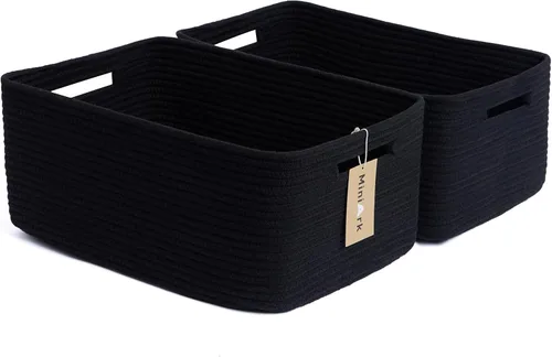 MiniArk Cestas grandes de almacenamiento para estantes, organizadores de armario, para ropa, manta, toallas, guardería, caja de juguetes, cestas de