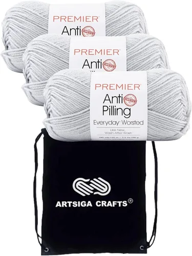 Miniatura 25 de Premier Yarns Everyday Anti-Pelusa Hilo Sólido Verde Pino DN100-8 (6-Madejas - Mismo Lote de Tinta) #4 Peso Estambre Acrílico para Tejer