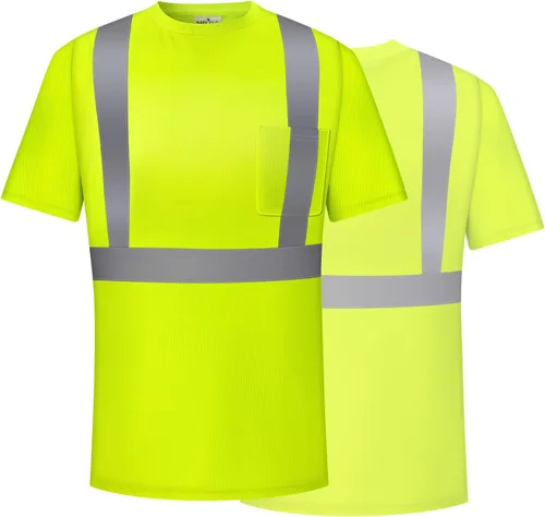 Miniatura 3 de Hi Vis - Camisetas de seguridad para hombre, reflectantes, de alta visibilidad, manga corta y larga, con bolsillo, paquete de 3 y 5