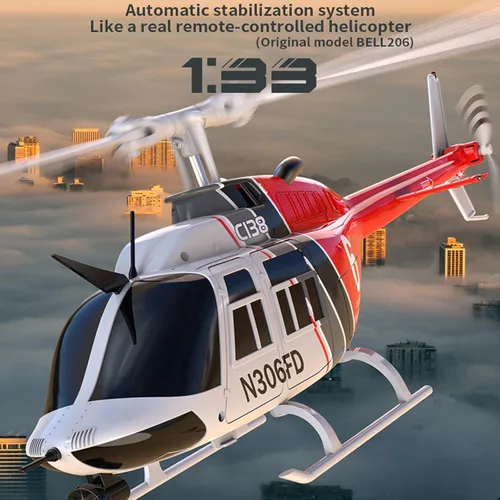 Miniatura 2 de Helicóptero de control remoto C138, helicóptero Bell206 a escala 1:33, 2.4G, 4 canales, RTF de una sola hélice, libre de Aileron, giroscopio de seis