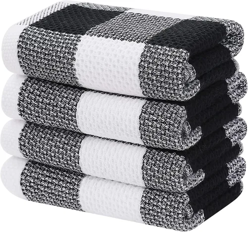 Miniatura 37 de Homaxy Paños de cocina 100% algodón, tejido gofre a cuadros, 12 x 12 pulgadas, toallas para platos súper suaves y absorbentes, de secado rápido