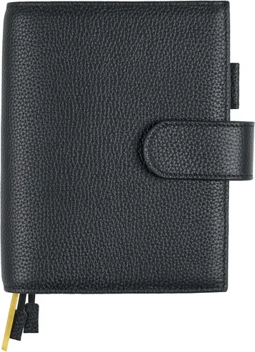 Funda de cuero A6 para planificador Hobonichi, Stalogy, Midori Hibino, Leuchtturm1917 y más - con trabilla para bolígrafos, ranuras para tarjetas,