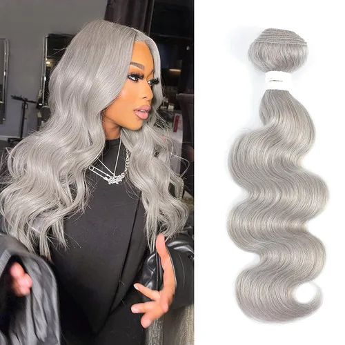 Miniatura 7 de Paquetes de Cabello Humano Ondulado Gris (10 pulgadas?1PC) 9A Paquetes de Tejido de Cabello Humano Brasileño Remy 100% Extensiones de Trama