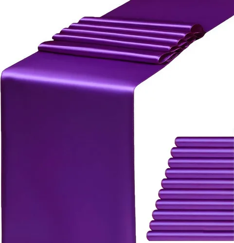 Miniatura 22 de Paquete de 10 caminos de mesa de satén rosa claro de 12 x 108 pulgadas - WENSINL camino de mesa rosa claro para fiesta, boda, cumpleaños, banquete