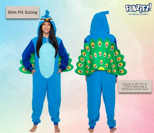 Miniatura 3 de FUNZIEZ! Pijama de pájaro una pieza Disfraz de loro adulto de felpa