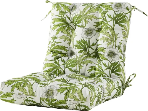 Miniatura 14 de ARTPLAN Cojines para silla de exterior y respaldo bajo, 40 x 20 x 4 pulgadas, cojín de mimbre grueso copetudo para patio exterior con lazos